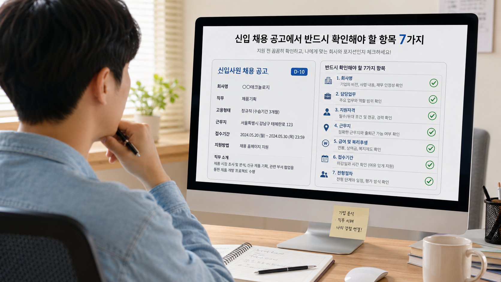 신입 채용 공고 분석 중인 모습