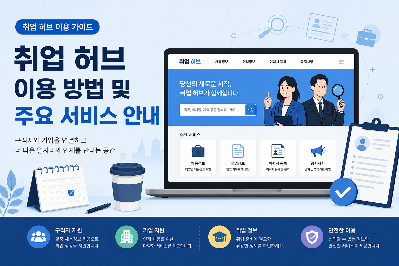 취업 허브 사이트 이용 방법 및 주요 서비스 안내