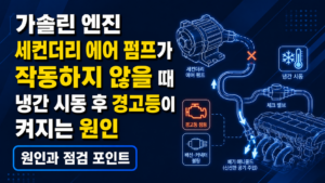 가솔린 엔진 세컨더리 에어 펌프가 작동하지 않을 때 냉간 시동 후 경고등이 켜지는 원인 썸네일